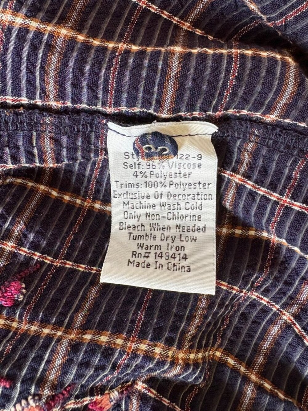 Johnny Was Emiko Easy Tiered Dress, Navy Plaid XL - Picture 16 of 16